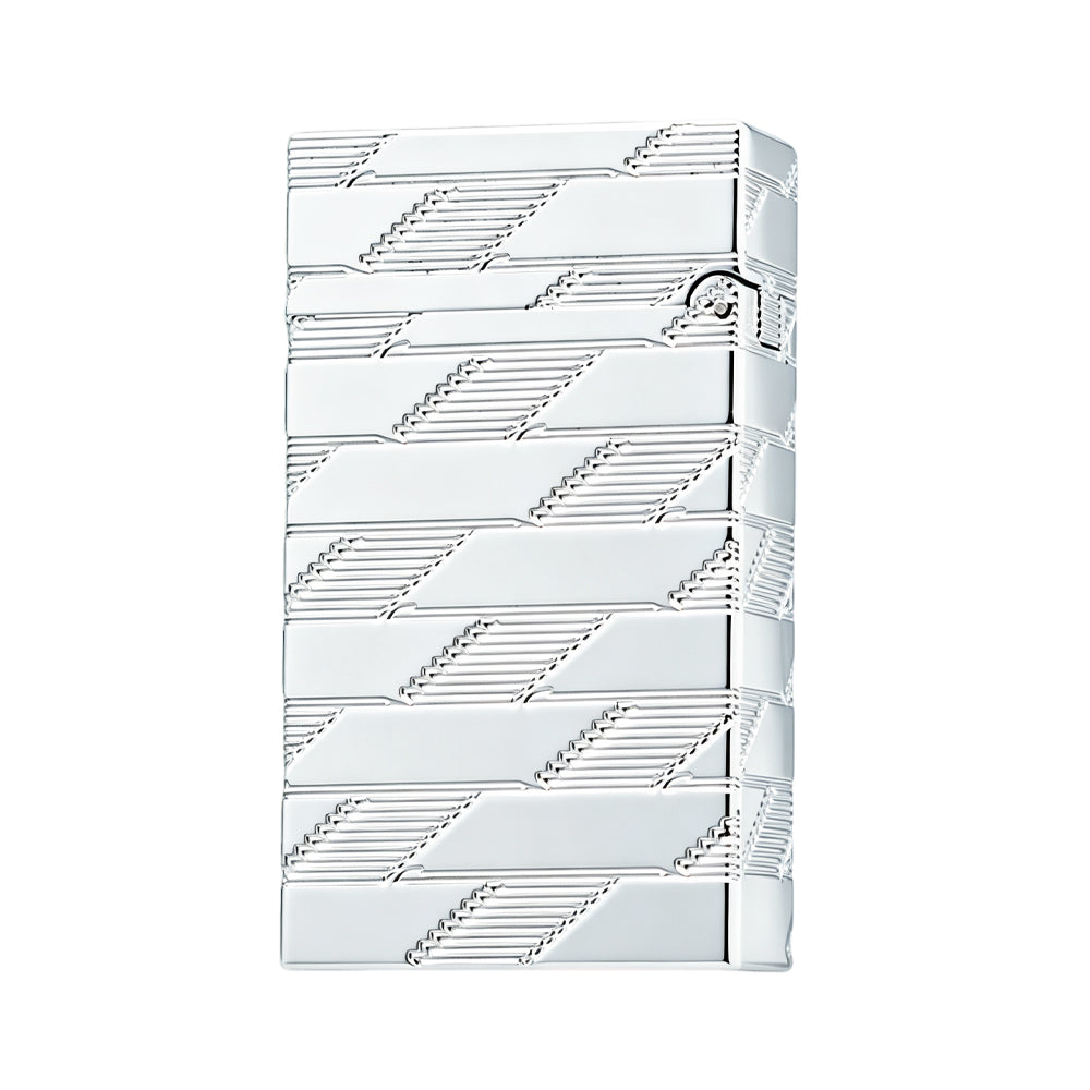 Dupont L2 Monogram Guilloche Silver Switchable Dual Flame Lighter #604