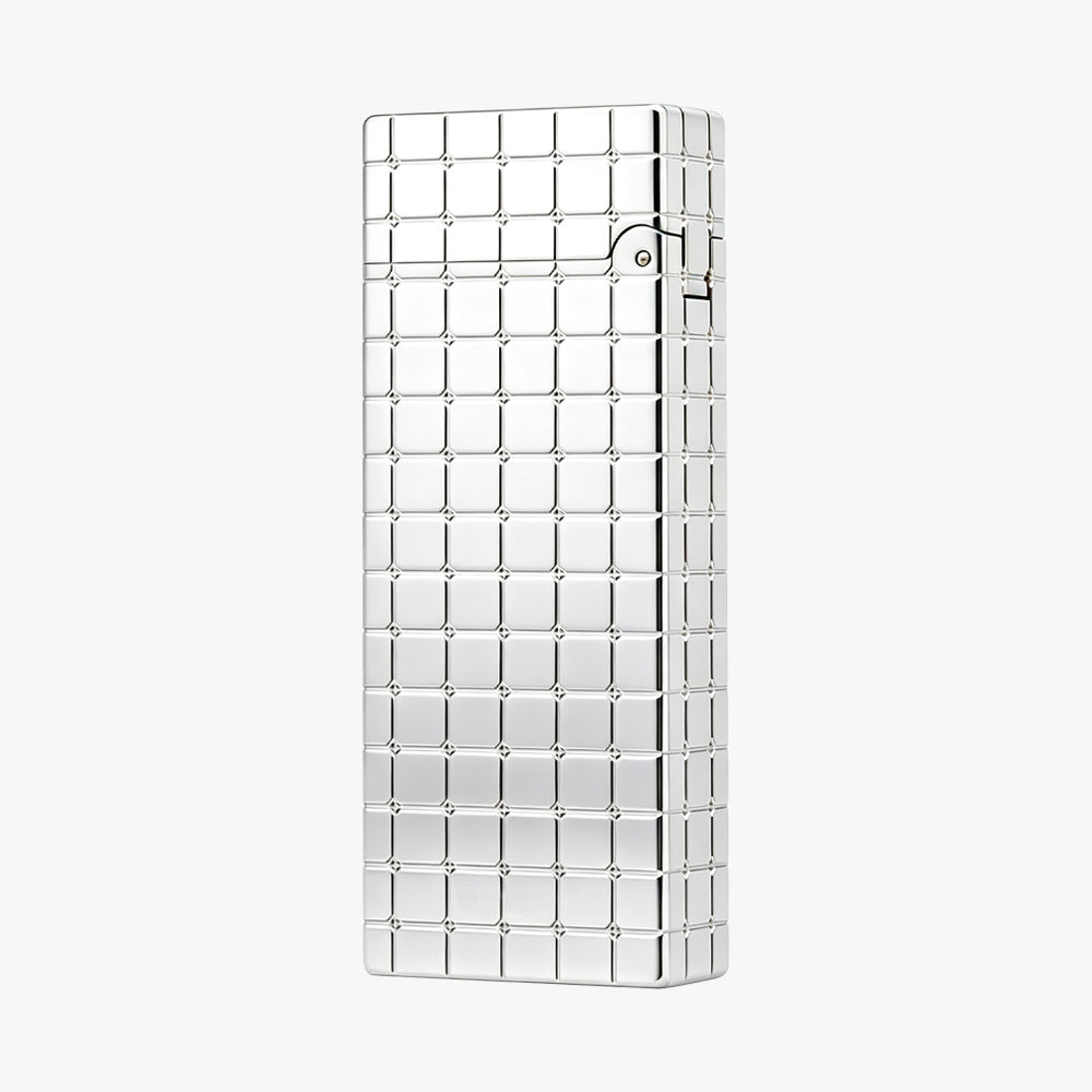 Dunh Gold Silver Square Grid Soft Flame Lighter #007