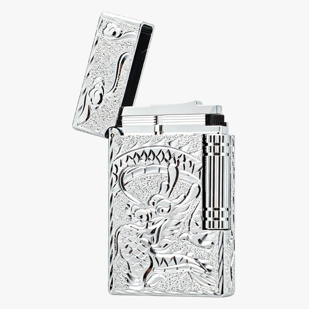 Dupont Dragon Phoenix Engraved Soft Flame Lighter #182