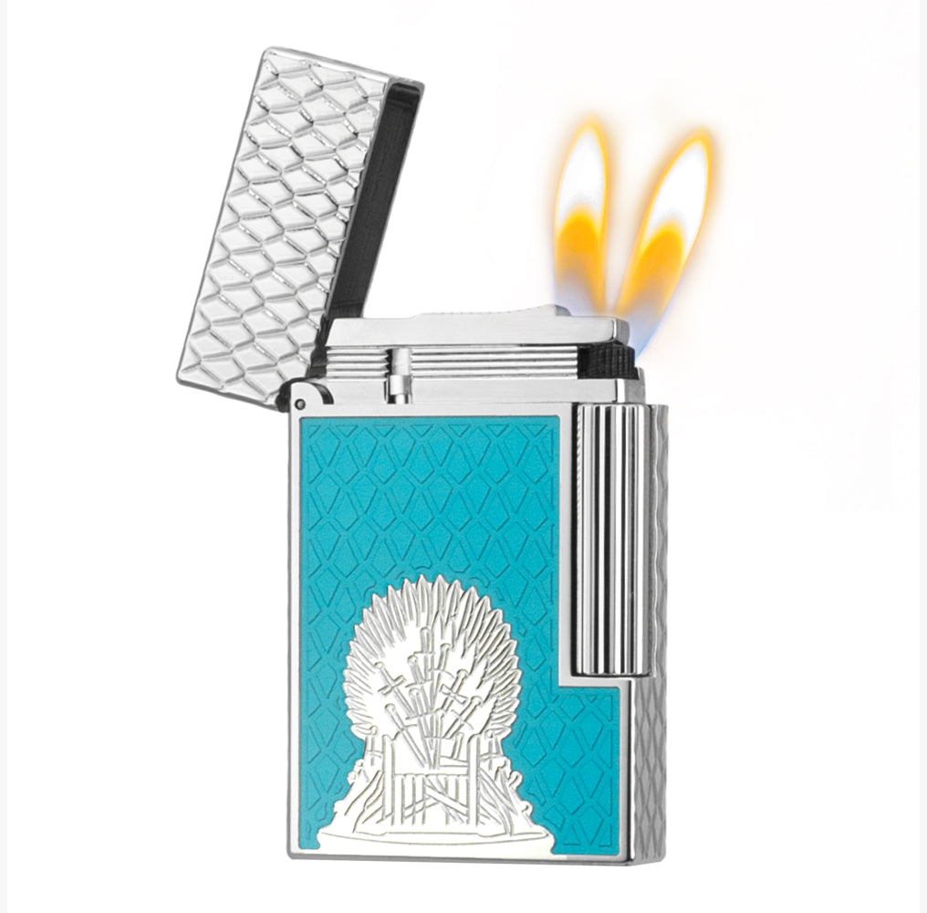 Double Flames S.T. Dupont Ligne 2 Game of Thrones Lighter – Fire Orange with Dragon Scale Design #196