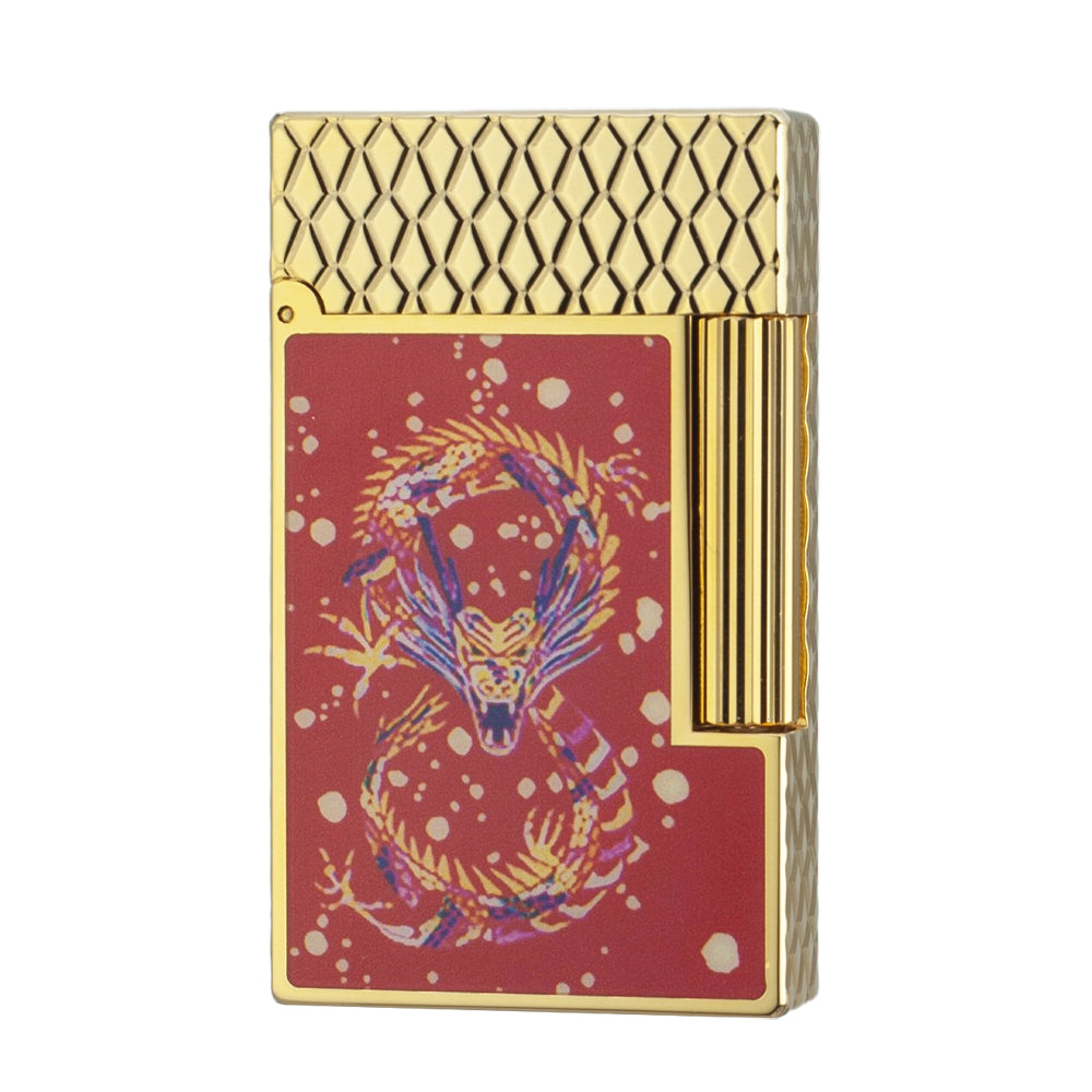 Double Flame S.T. Dupont Line 2 Year of the Loong Red Lighter #183