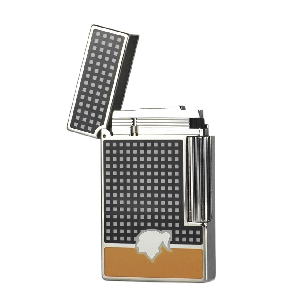 Gas Lighter Cohiba Girl LOGO x S.T. Dupont Lacquer Small Square#147 Black&Gold